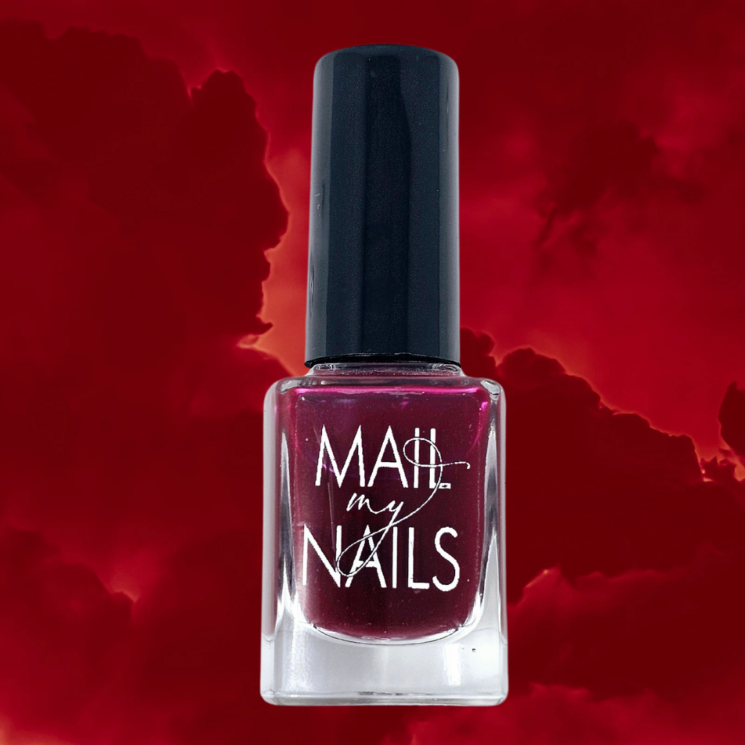 dark cherry red gel-like nail polish 